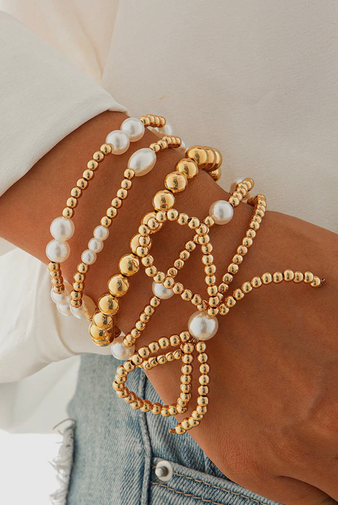 Gold Bow Stack Bracelet