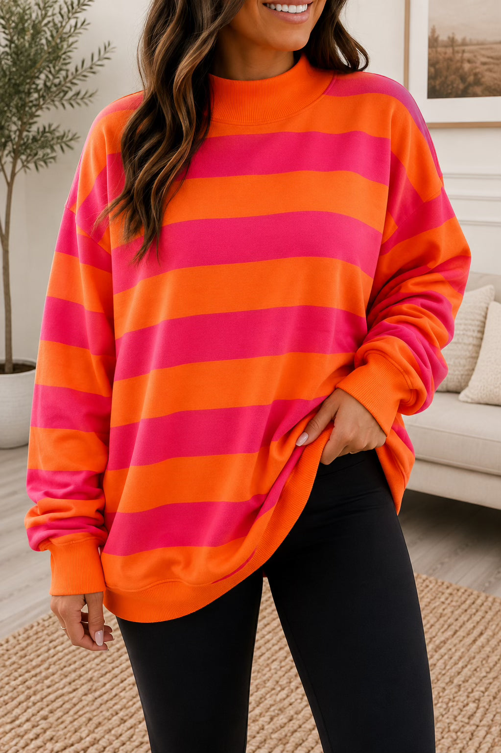 Striped Colorblock Sweatshirt