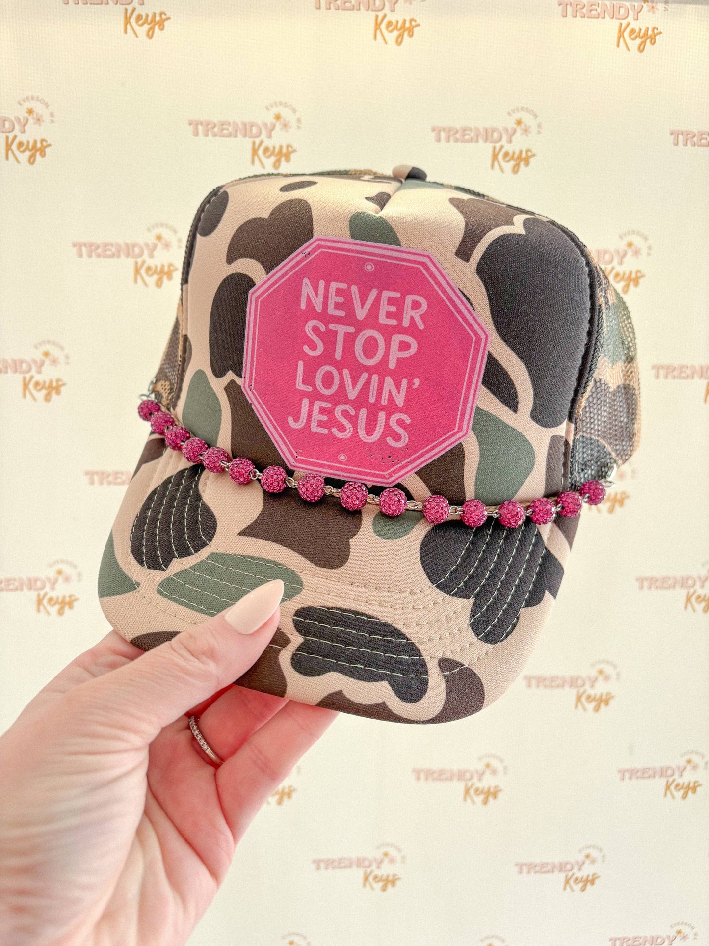 Never Stop Loving Jesus Trucker Hat
