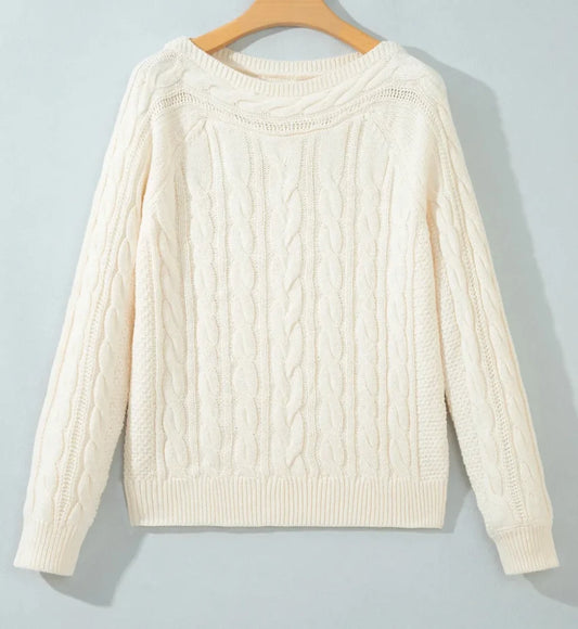Beige Cable Knit Sweater