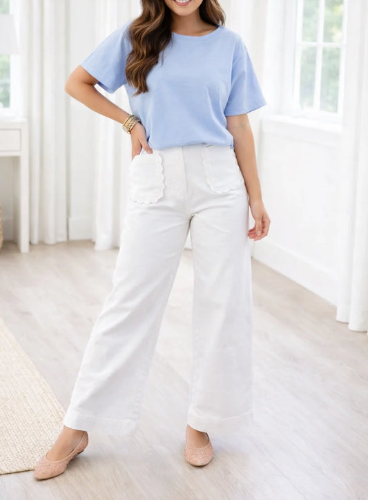 White Scalloped Jeans